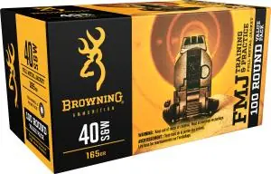 Browning Ammo B191800404 Training & Practice 40 S&W 165 gr Full Metal Jacket (FMJ) 100 Round Box (Value Pack)
