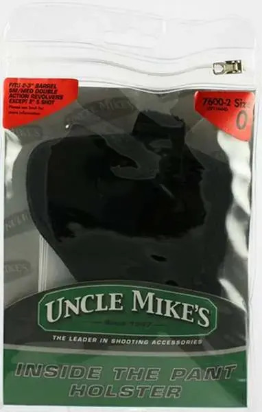 Uncle Mikes 76002 Inside The Pants with Retention Strap LH 2-3" Sm/Med DA Revolver Nylon Black