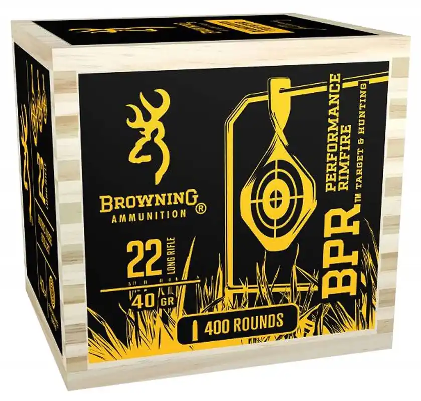Browning Ammo B194122WB BPR 22 LR 40 gr Lead Round Nose (LRN) 400 Round Box (Wood Box)