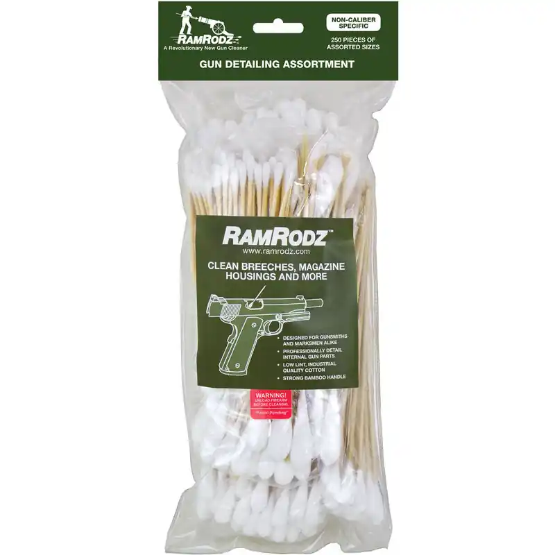 RamRodz 80250 Gun Detailing Assortment Multi-Caliber Cotton Top w/Bamboo Handle 250 Per Bag