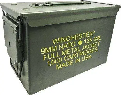 Winchester Ammo Q4318AC USA 9mm NATO 124 gr Full Metal Jacket (FMJ) 1000 Round Box