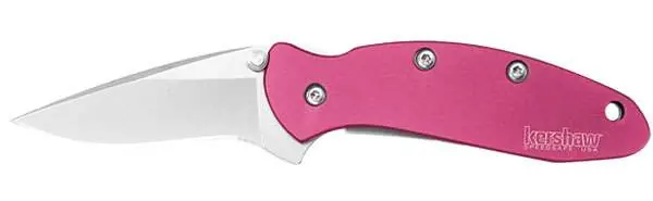 Kershaw 1600PINK Chive 1.90" Drop Point Plain Bead Blasted 420HC Steel Pink Anodized Aluminum Handle Folding