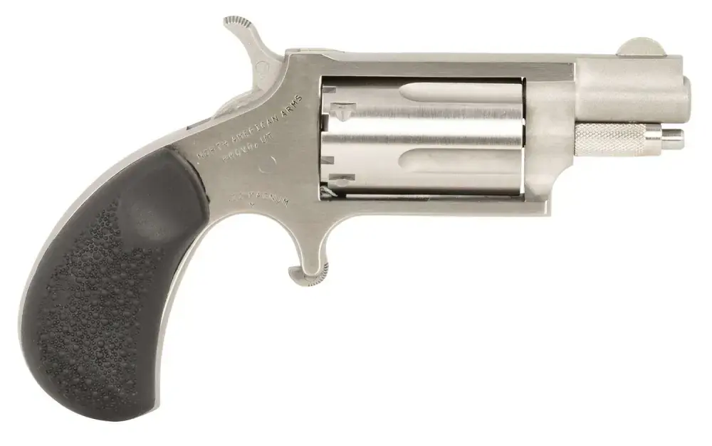 NAA 22MSGRCHSS Mini-Revolver Carry Combo with Holster 22 Mag 5rd 1.13" Stainless Steel Black Rubber Grip