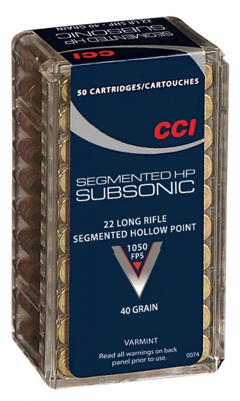 CCI 0074 Varmint 22 LR 40 gr Segmented Hollow Point 50 Round Box