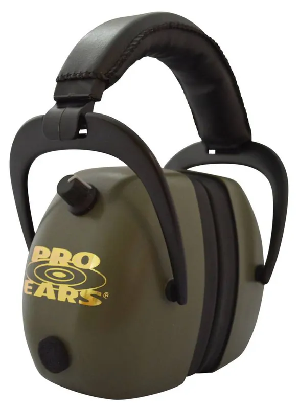 Pro Ears PEG2RMG Pro Ears Gold II Electronic 30 dB Over the Head Green Ear cups w/Black Band & Gold Logo