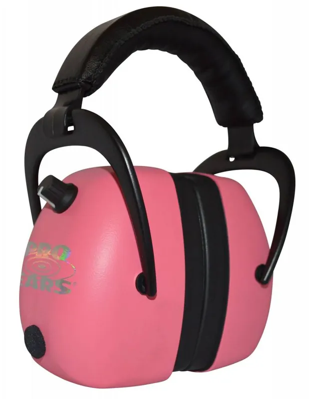 Pro Ears PEG2RMP Pro Ears Gold II Electronic 30 dB Over the Head Pink Ear Cups w/Black Band & Gold Logo