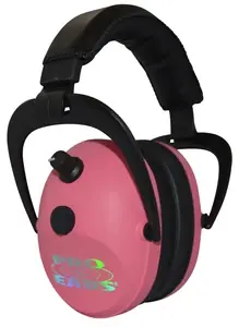 Pro Ears PEG2SMP Pro Ears Gold II Electronic 26 dB Over the Head Pink Ear Cups w/Black Band & Gold Logo