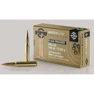 PPU PPM8 Match 8mm Mauser 200 gr Full Metal Jacket (FMJ) 20 Round Box