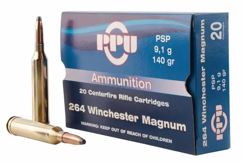 PPU PP264 Standard Rifle 264 Win Mag 140 gr Pointed Soft Point (PSP) 20 Round Box