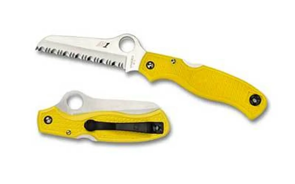 Spyderco C89SYL Atlantic Salt Lightweight 3.69" Sheepsfoot Serrated H1 Steel FRN Yellow Handle Folding