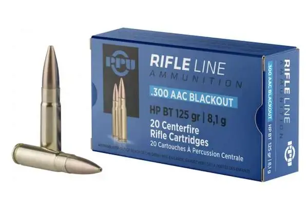 PPU PP300BH Standard Rifle 300 Blackout 125 gr Hollow Point Boat Tail (HPBT) 20 Round Box