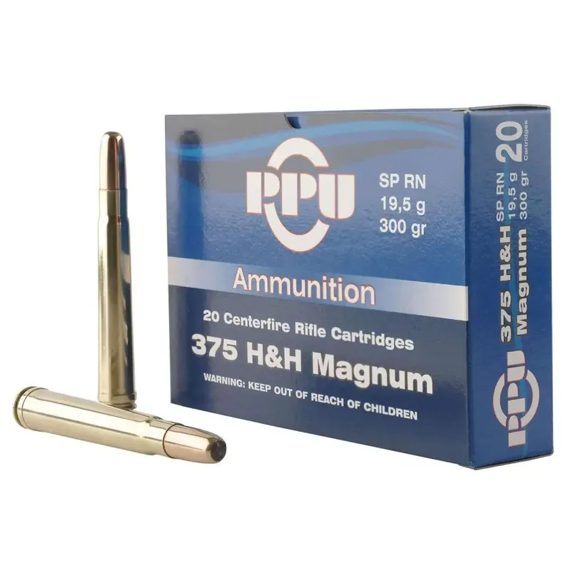 PPU PP375S Standard Rifle 375 H&H Mag 300 gr Soft Point Round Nose (SPRN) 10 Round Box