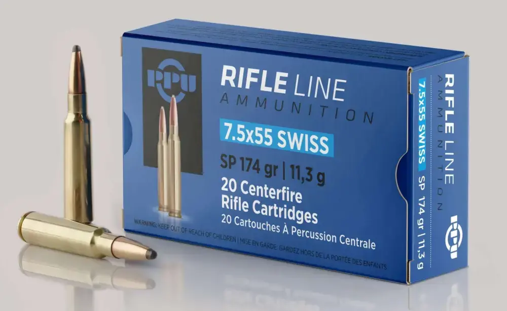 PPU PP7SS Metric Rifle 7.5x55mm Swiss 174 gr Soft Point (SP) 20 Round Box