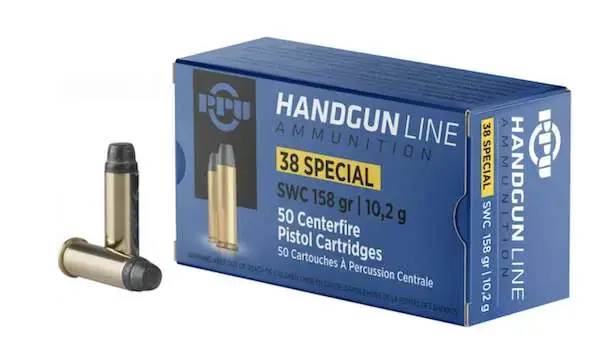 PPU PPH38SS Handgun 38 Special 158 gr Semi Wadcutter (SWC) 50 Round Box
