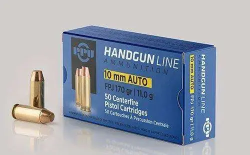 PPU PPH10F Handgun 10mm Auto 170 gr Flat Point Jacketed (FPJ) 50 Round Box