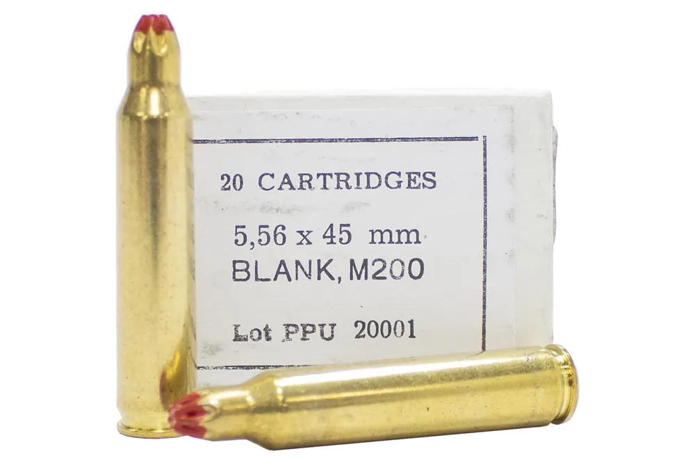 PPU PPB556 Blank Ammo 5.56x45mm NATO 20 Bx/ 100 Cs