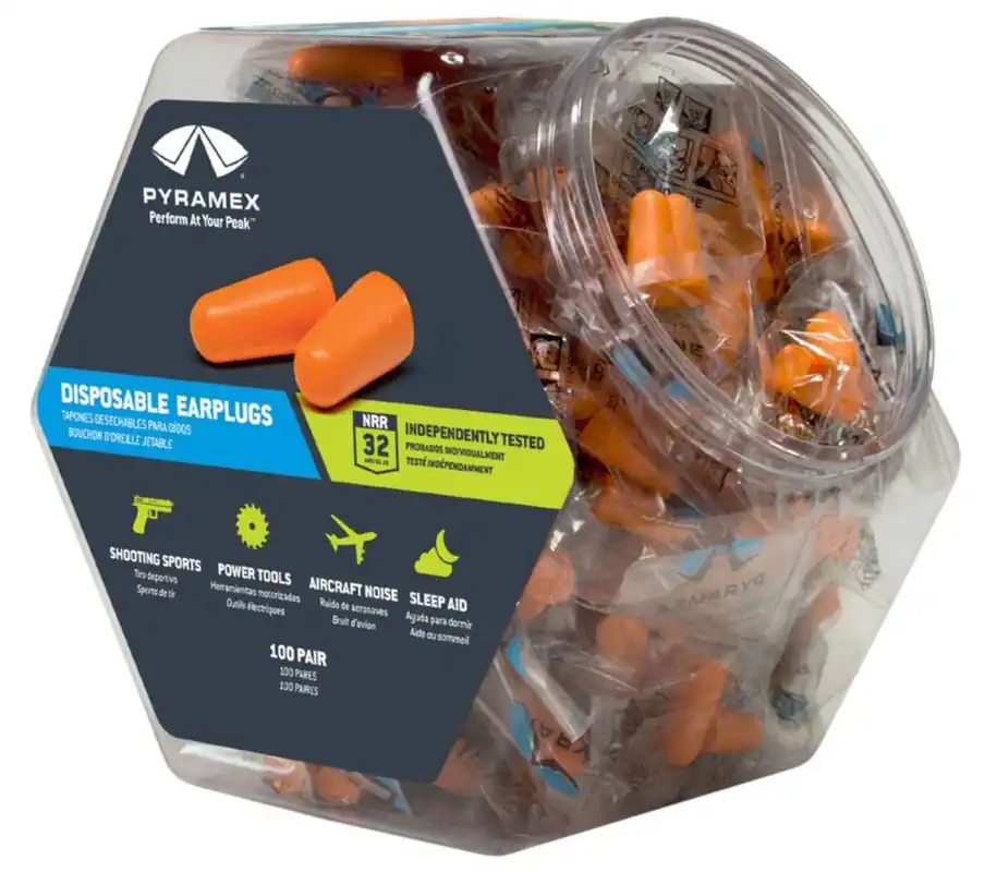 Pyramex PYDP1000BN Ear Plugs Bin Foam 32 dB Orange 100 Pair