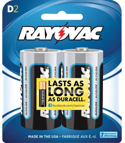 Rayovac 8132F D Alkaline D 1.5V Alkaline Stick 2