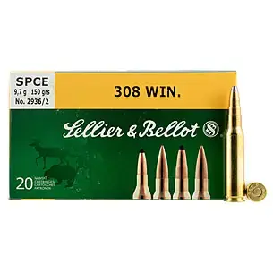 Sellier & Bellot SB308B Rifle 308 Win 180 gr Full Metal Jacket (FMJ) 20 Round Box