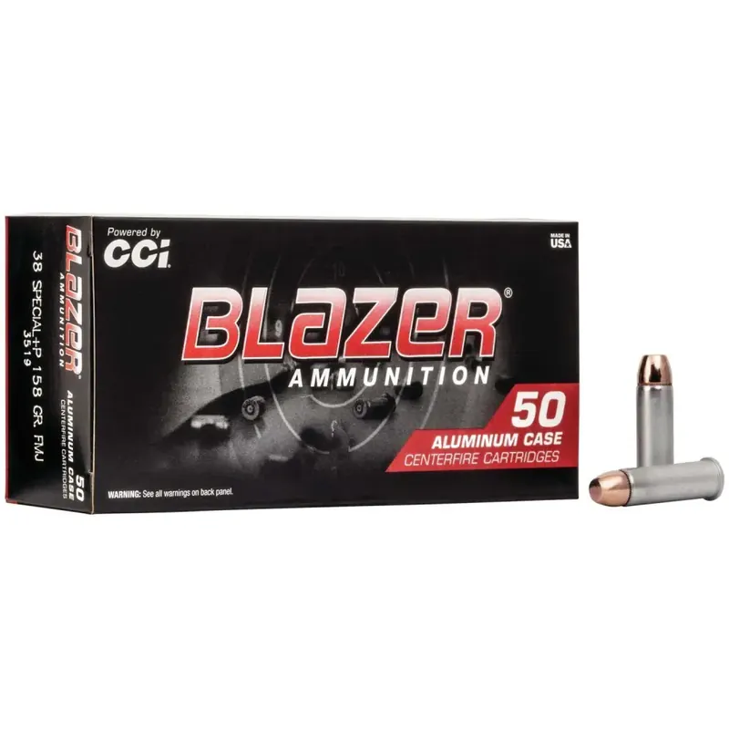 CCI 3519 Blazer 38 Special +P 158 gr Total Metal Jacket (TMJ) 50 Round Box