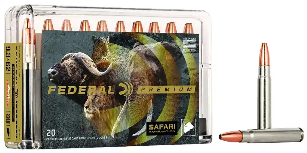 Federal P9362SA Premium Safari Cape-Shok 9.3mmx62 Mauser 286 gr Swift A-Frame (SWFR) 20 Round Box