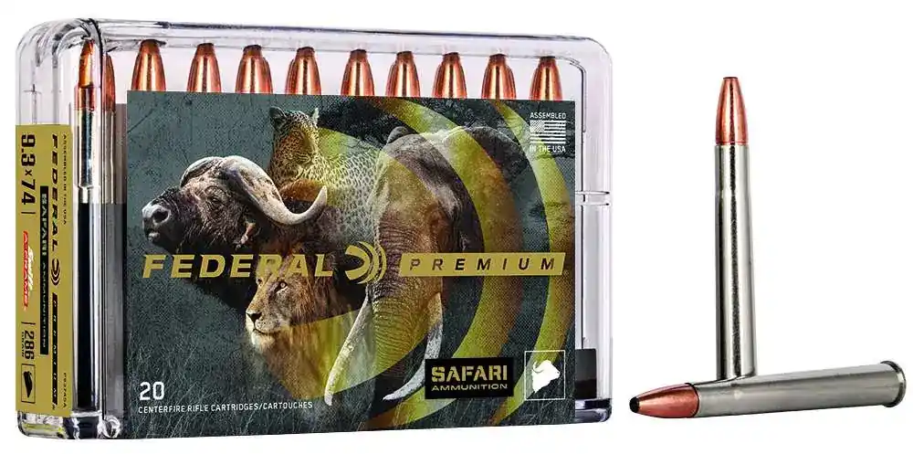 Federal P9374SA Premium Safari Cape-Shok 9.3mmx74R 286 gr Swift A-Frame (SWFR) 20 Round Box