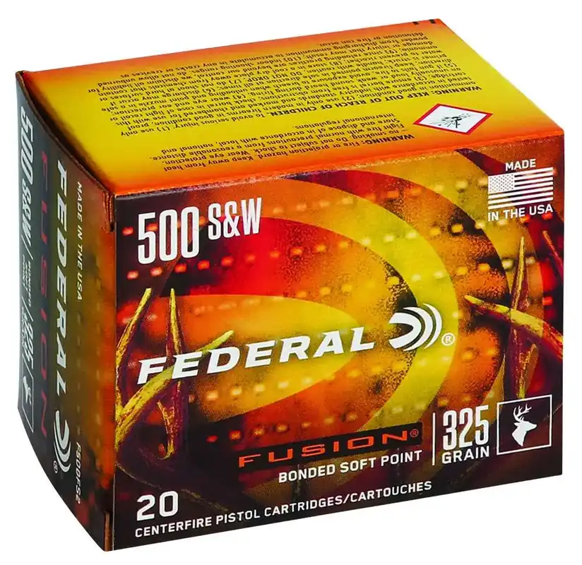 Federal F500FS2 Fusion 500 S&W Mag 325 gr Fusion Soft Point 20 Round Box