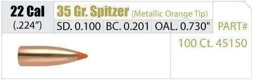 Nosler 45150 Ballistic Tip Lead-Free .22 Cal .224 35 gr Ballistic Tip Lead-Free 100 Per Box