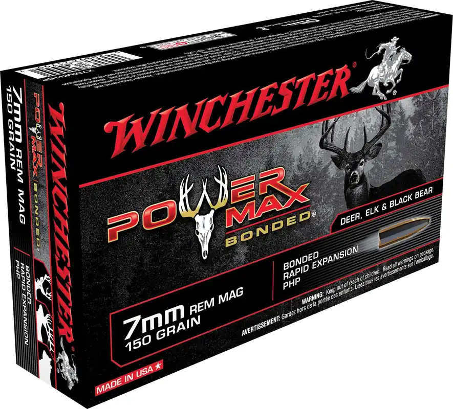 Winchester Ammo X7MMR1BP Power Max Bonded 7mm Rem Mag 150 gr Protected Hollow Point 20 Round Box