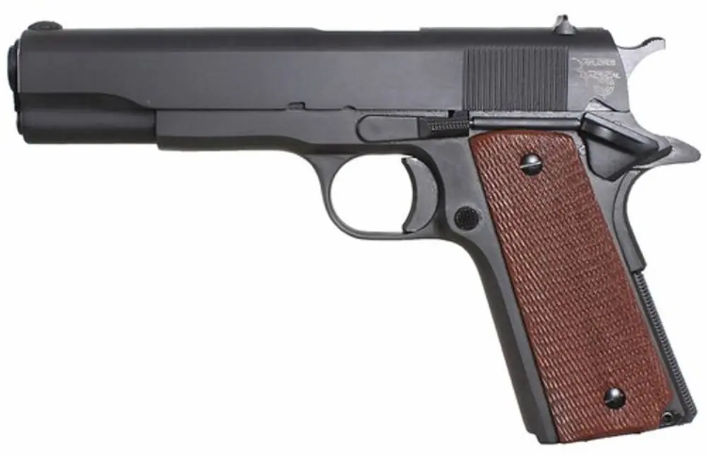 Taylors and Company 1911STD 1911 Traditional 45 ACP 5" 7+1 Blued Checkered Walnut Grip