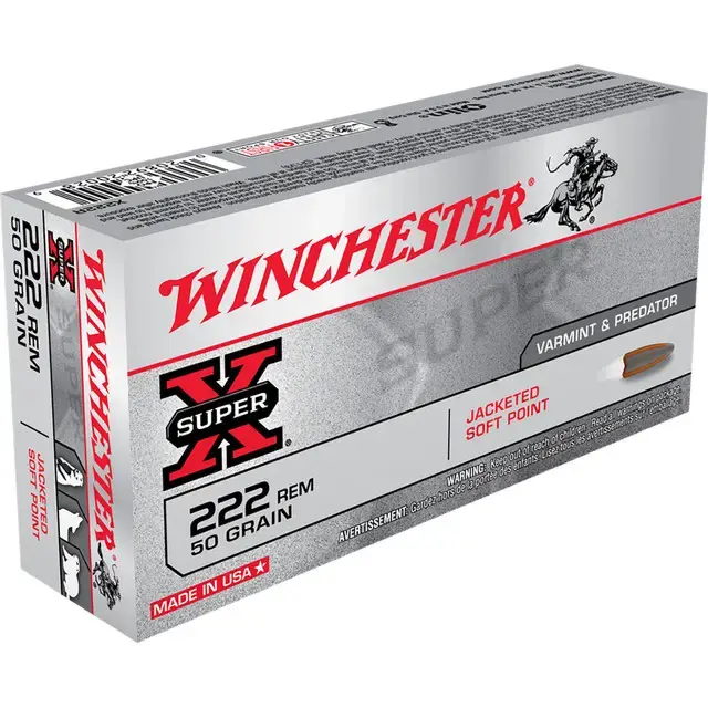 Winchester Ammo X222R Super-X 222 Rem 50 gr Pointed Soft Point (PSP) 20 Round Box