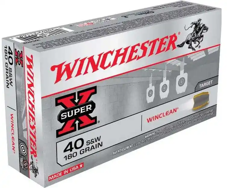 Winchester Ammo WC402 Super-X 40 S&W 180 gr Brass Enclosed Base 50 Round Box