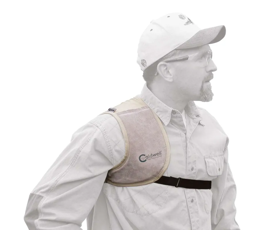 Caldwell 350010 Field Recoil Shield Tan Cloth w/Leather Pad Ambidextrous
