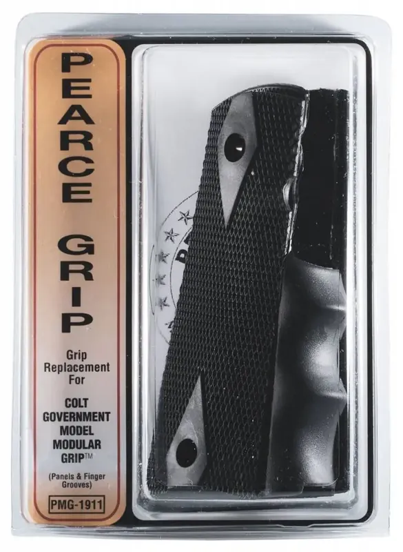 Pearce Grip PGM1911 One Side Panel w/Finger Groove Insert 1911 Govt Black Rubber