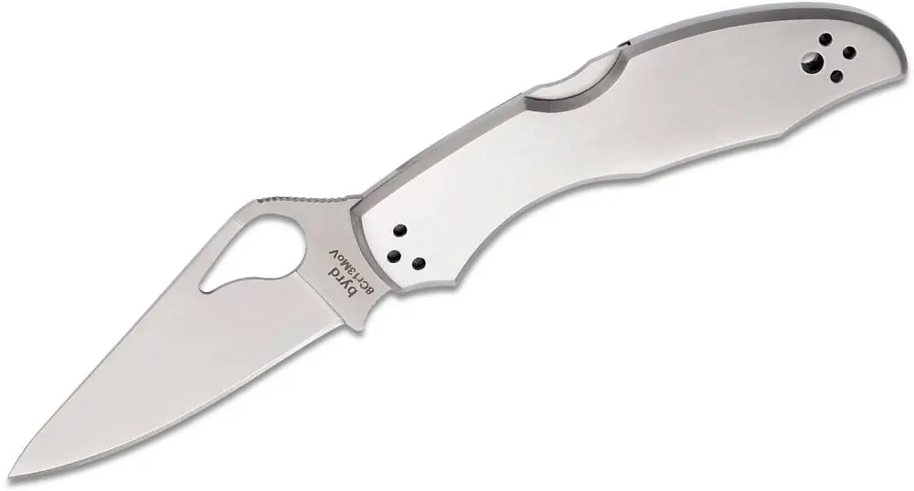 Spyderco BY04P2 Byrd Meadowlark 2 3" 8C13MoV Stainless Steel Straightback Stainless Handle Folding