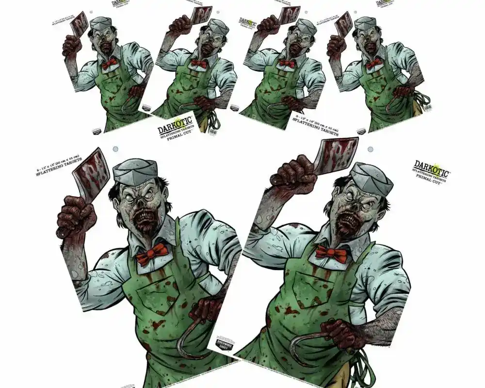 Birchwood Casey 35655 Darkotic Zombie Butcher Hanging Paper Target 12" x 18" 8 Per Pack