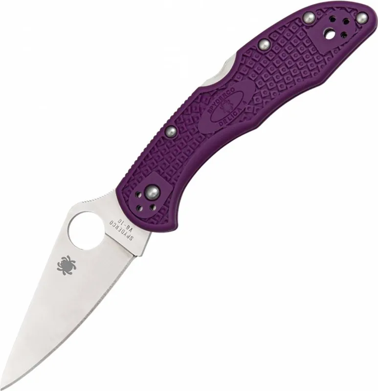 Spyderco CLLFPPR Delica 4 2.88" VG-10 Stainless Steel Folding FRN Purple Handle Folding