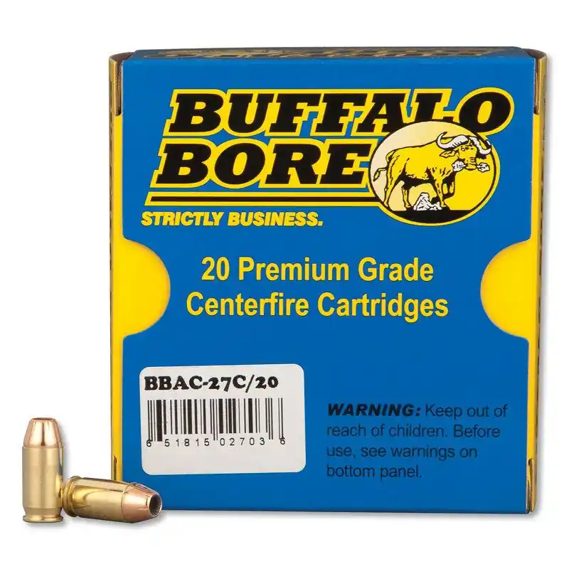 Buffalo Bore Ammunition 27C/20 Pistol 380 ACP +P 90 gr Jacketed HollowPoint (JHP) 20 Round Box