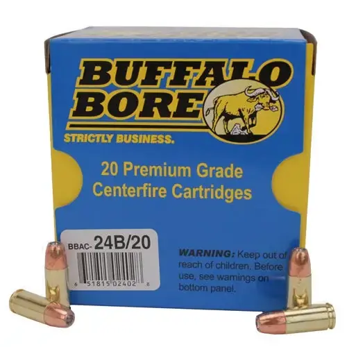 Buffalo Bore Ammunition 24B/20 Pistol 9mm Luger +P+ 124 gr Jacketed Hollow Point (JHP) 20 Round Box