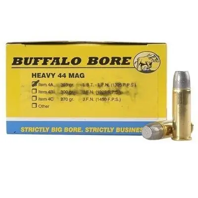 Buffalo Bore Ammunition 4A/20 Heavy 44 Rem Mag 305 gr Hard Cast Lead Flat Nose 20 Round Box