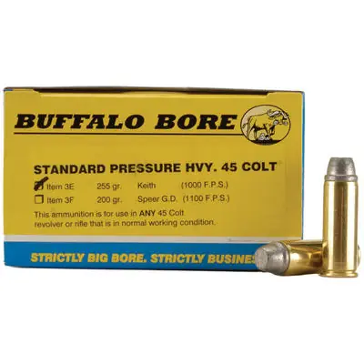 Buffalo Bore Ammunition 3E/20 Standard Pressure Heavy 45 Colt (LC) 255 gr Gas Checked Soft Cast 20 Round Box