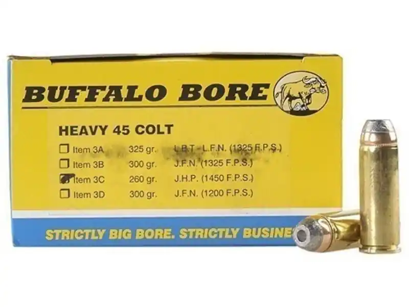 Buffalo Bore Ammunition 3C/20 Heavy 45 Colt (LC) +P 260 gr Jacketed Hollow Point (JHP) 20 Round Box
