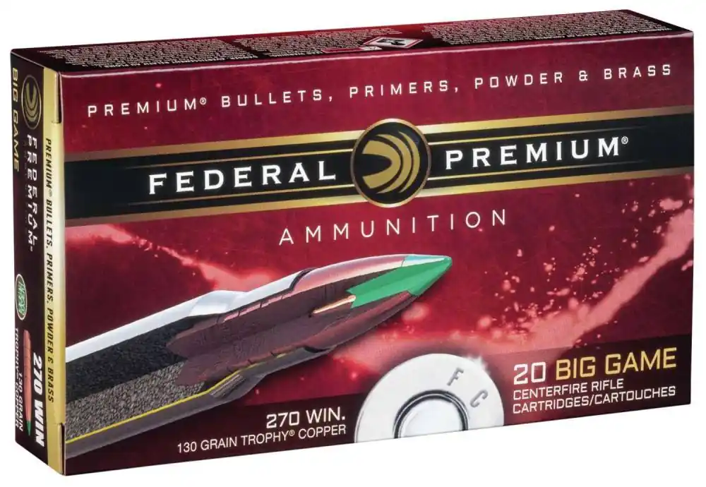Federal P270TC1 Premium 270 Win 130 gr Trophy Copper (TC) 20 Round Box