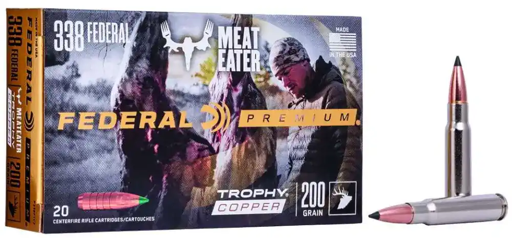 Federal P338FTC2 Premium 338 Federal 200 gr Trophy Copper (TC) 20 Round Box
