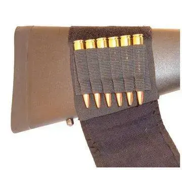 Grovtec US Inc GTAC83 Rifle Buttstock Cartridge Holder With Flap 6 Rounds Black Cordura