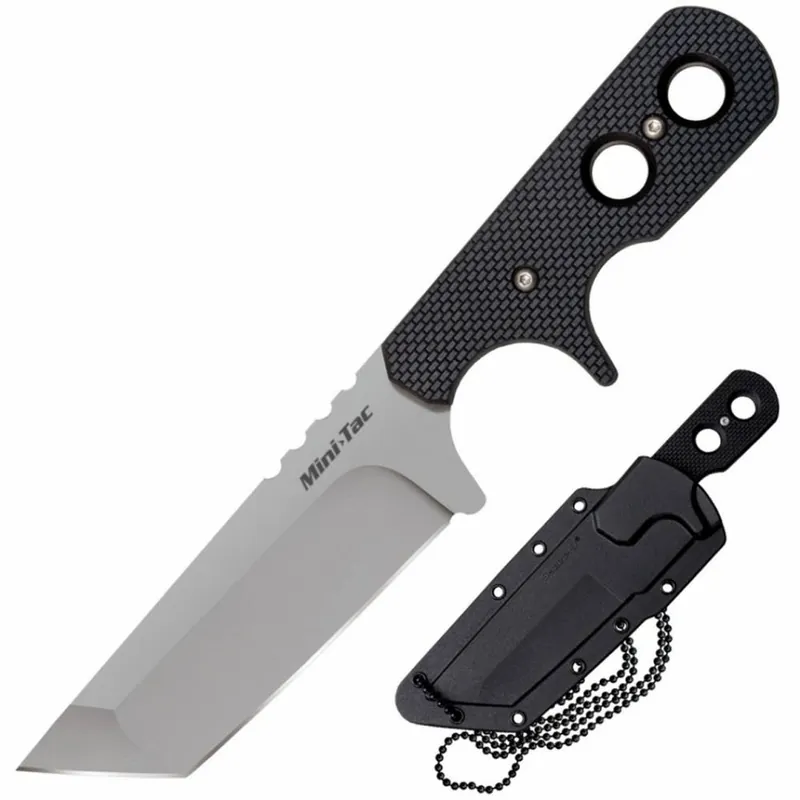 Cold Steel 49HTF Mini Tac 3.75" Tanto Plain AUS 8A Steel G10 Black Griv-Ex Handle Fixed