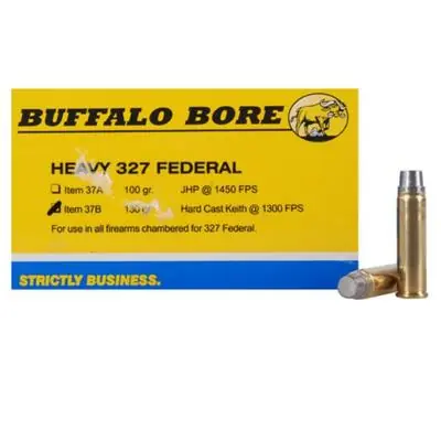 Buffalo Bore Ammunition 37B/20 Heavy Outdoorsman 327 Federal Mag 130 gr Hard Cast (HC) 20 Round Box
