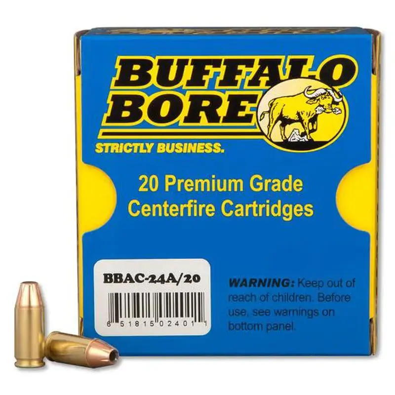 Buffalo Bore Ammunition 24A/20 Pistol 9mm Luger +P+ 115 gr Jacketed Hollow Point (JHP) 20 Round Box
