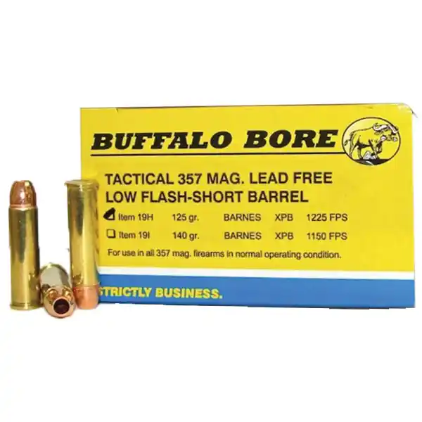 Buffalo Bore Ammunition 19H/20 Buffalo-Barnes Lead-Free Tactical 357 Mag 125 gr Barnes XPB 20 Round Box