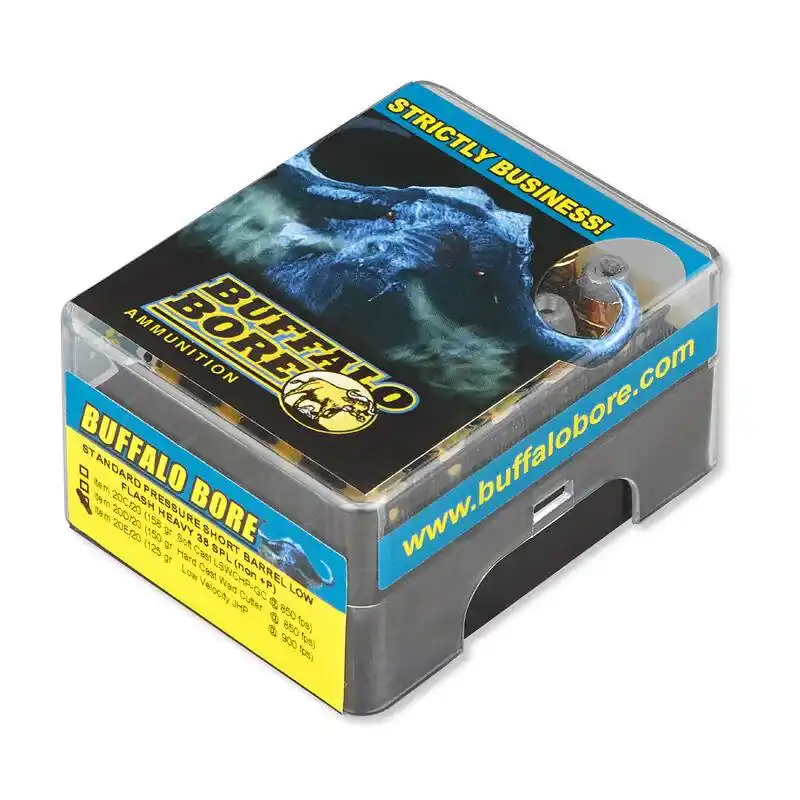 Buffalo Bore Ammunition 20E/20 Standard Pressure Heavy 38 Special 125 gr Jacketed Hollow Point (JHP) 20 Round Box